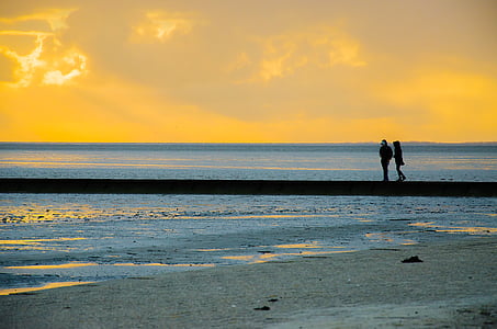 romance, love, lanyard sunrise, sunset, sand, beach, north sea