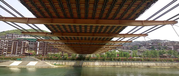 moutai, renhuai, şarap tur no3, mimari, -dostum köprü yapısı yapılmış, nehir, kentsel sahne