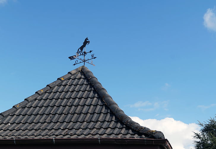 weather vane, wind direction, home, roof, brick, wind direction indicator