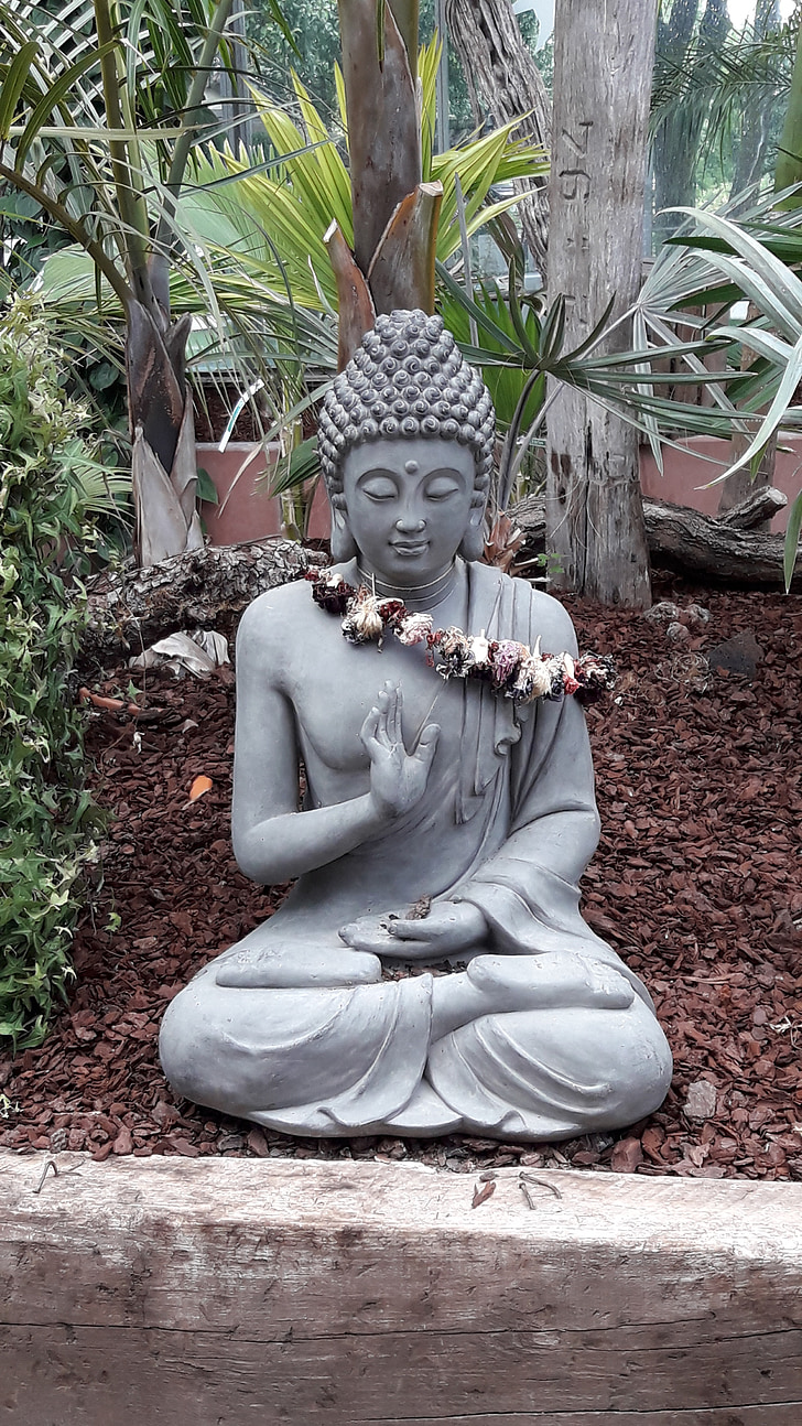 Buddha, trädgård, Figur, avkoppling