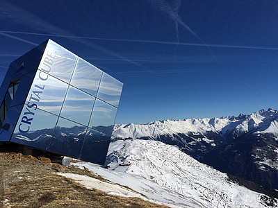 Áustria, Serfaus fiss ladis, cubo de cristal, Alpina, montanhas, moderna