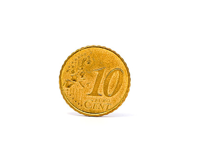 rahaa, käteisellä, Euro, yksi, kolikon, kymmenen, senttiä