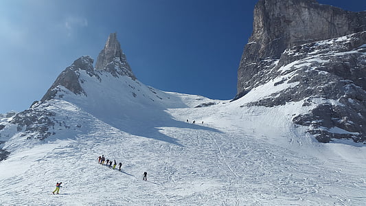 drusenfluh, backcountry skiiing, Alp, dağlar, Rätikon, drusen kuleleri, kaya