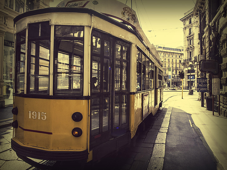 Miland, Italië, tram, stad, Milaan, openbare, kabelbaan