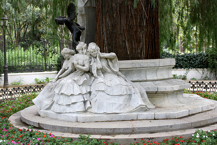 Becquer, patung, Taman, patung, Monumen, Spanyol, Taman