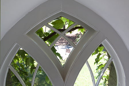 vinduet, spisse arch, gamle, antikk, vindusglass, historisk, hjem