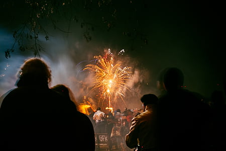 fireworks, sky, night, dark, smoke, evening, entertainment