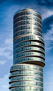 Drapacz chmur, Architektura, ekscentryczny wieża, Bochum, nowoczesne, fasady szklane, fasada