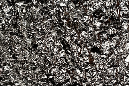 paper d'alumini, fosc, arrugat, estructura, textura, buit, usats