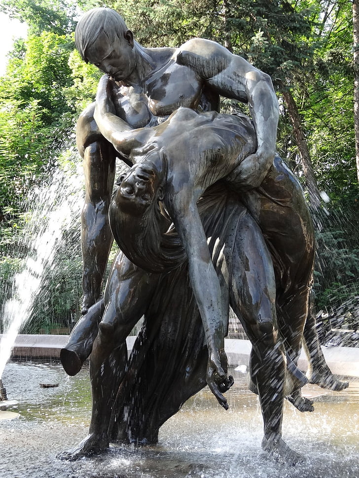 fontanna ptop, Bydgoszcz, fontein, beeldhouwkunst, standbeeld, water, brons