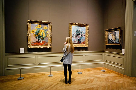 ศิลปะ, ภาพวาด, ดอกไม้, สาว, คน, สถาน, พิพิธภัณฑ์