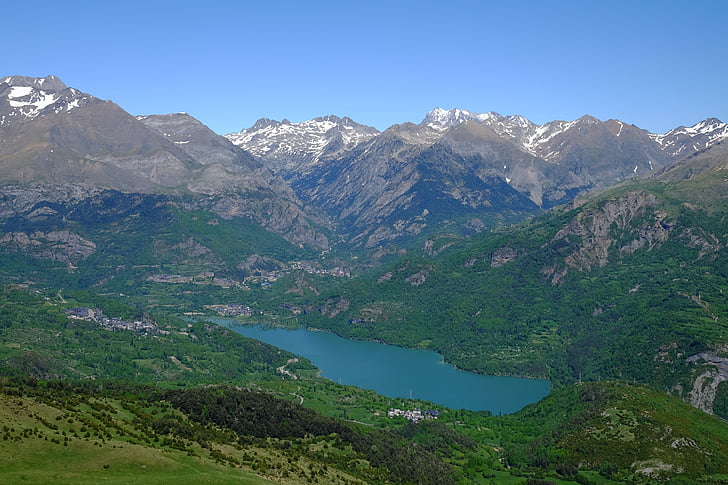 Pyrénées, sjön, landskap, bergen