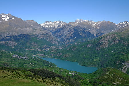 Pyrénées, Lago, paisagem, montanhas