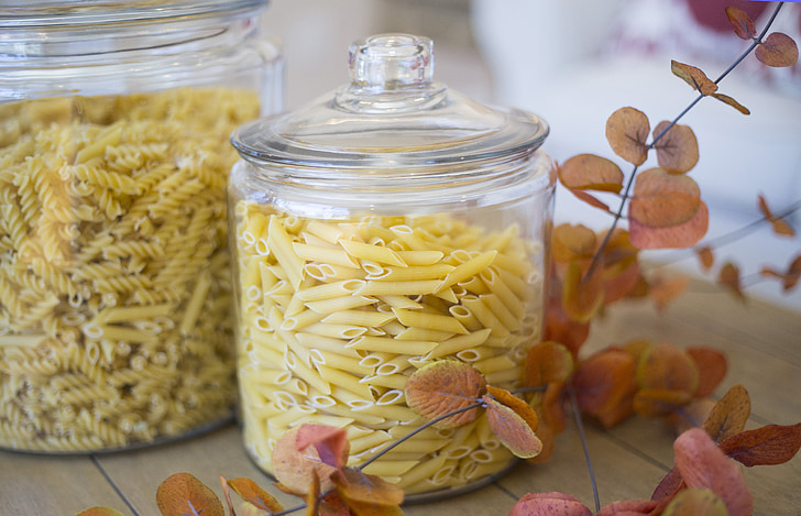 glass jar, pasta, cooking, food, kitchen, containers