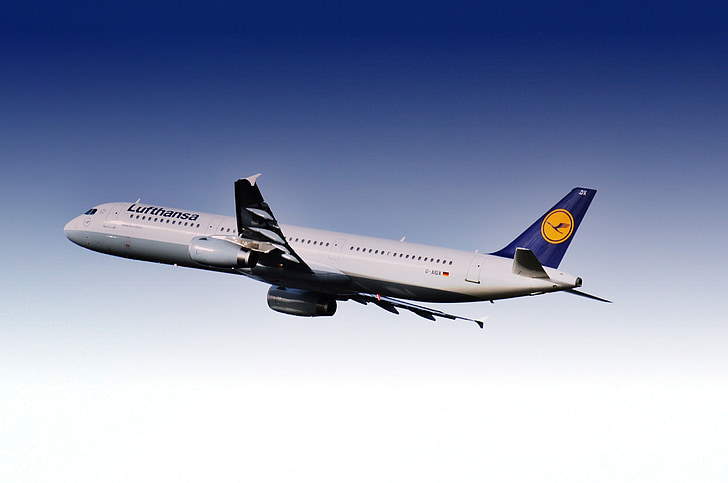 pesawat, Bandara, Lufthansa, terbang, keberangkatan, pesawat penumpang, perjalanan