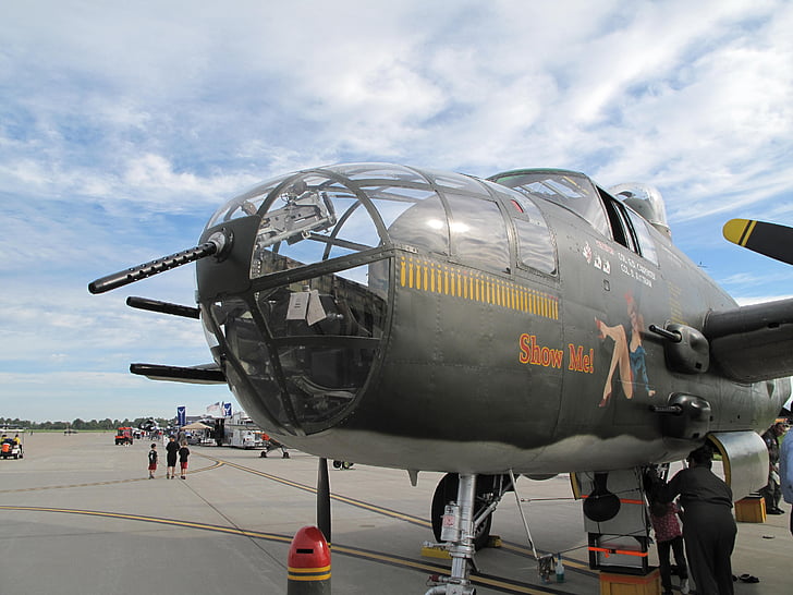 avião, bombardeiro, vintage, Mitchell, ar, b-25, avião