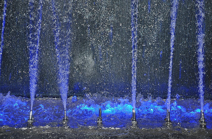 nước, Đài phun nước, chiếu sáng, đầy màu sắc, nước trò chơi, tiêm, bong bóng