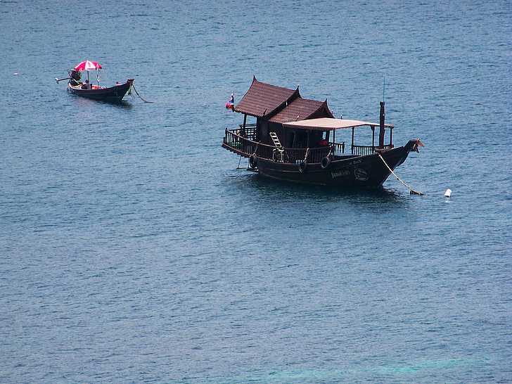 víz, csónak, csónakok, Thaiföld, Koh tao