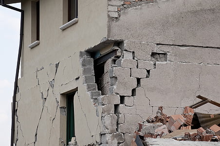 地震, 废墟, 折叠, 灾难, 房子, 道路, 恩纳