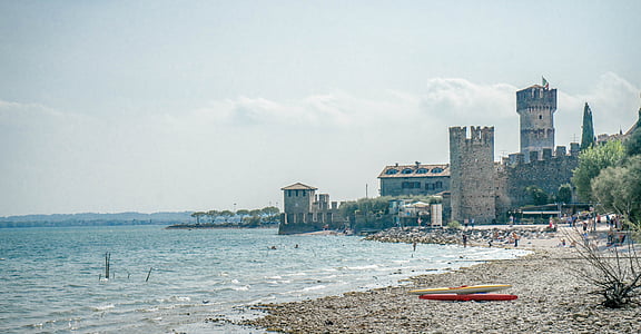 scaliger 城堡, 西尔米奥内, 加尔达湖, 皮艇, 意大利, 欧洲, 堡垒