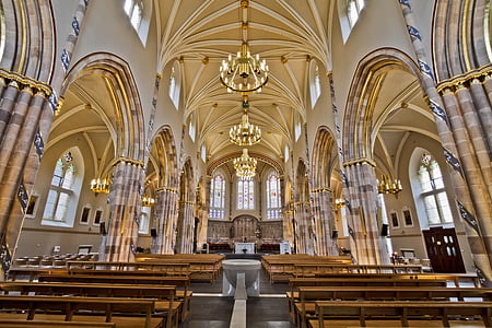 cathedral, interior, pendant, chandeliers, architecture, building, infrastructure