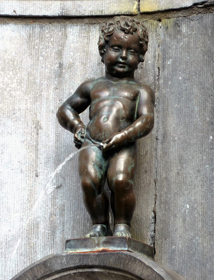 Briuselis, Besišlapinantis berniukas, statula, Belgija, Žalvaris, tualetą, šlapintis