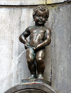 Bruxelas, Manneken pis, estátua, Bélgica, latão, fazer xixi, urinar