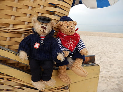 Baltského mora, Plážová stolička, medvedíky, medvedíky, námorníci, pobrežie, plávať