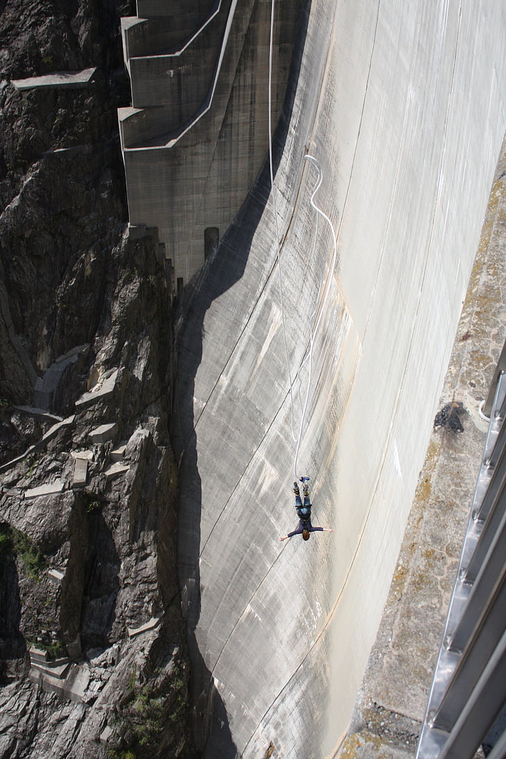 bungee jumping, gát, Verzasca, Ticino, Svájc
