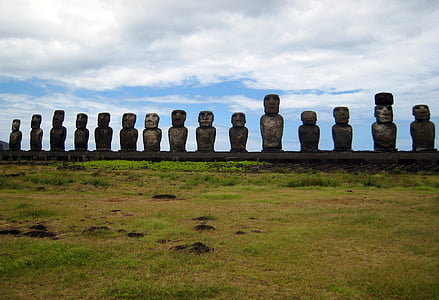 île de Pâques, AHU tongariki, figures de Pierre