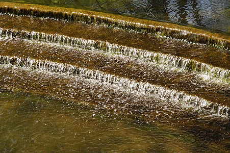 water staircase, lake, pond, park, analgesic, water, flow