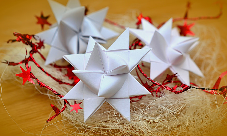 Star, froebelsterne, papir, jul, Fold, dekoration, juledekoration