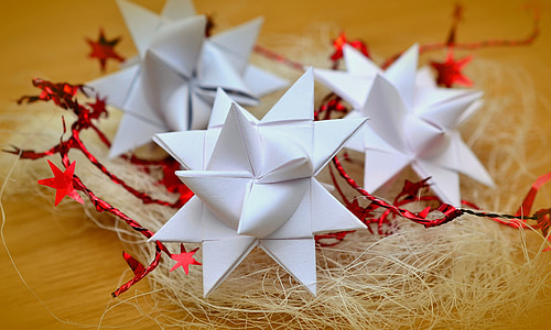 estrella, froebelsterne, papel, Navidad, doble, decoración, decoración de la Navidad