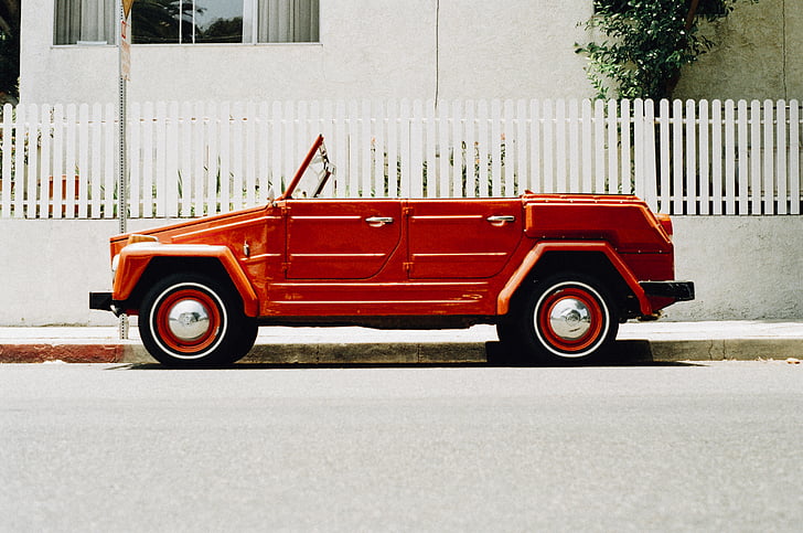 auto, vana, punane, Vintage, maismaa, retro stiilis, vanamoodne