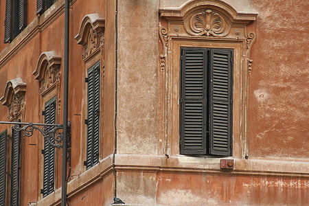 skodder, væg, okker, Italien