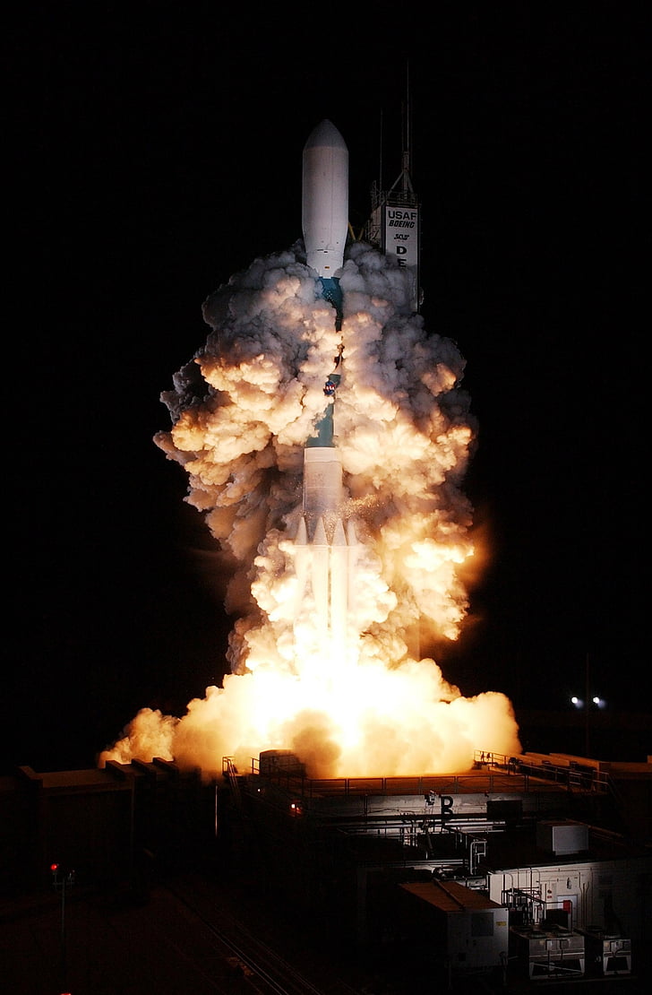 ruimtevaartuig, LiftOff, rook, wolken, raket, lanceerplatform, toren