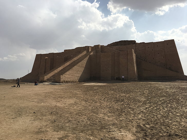 Ziggurat, Irak, lama, antik, besar, bangunan, arsitektur