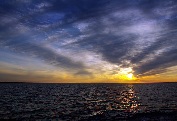 Llac onega, Carèlia, sol de mitjanit, posta de sol, paisatge, Rússia, Mar