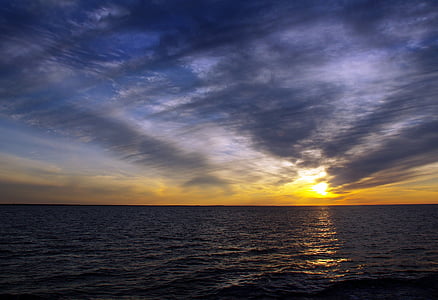 Онезького озера, Карелія, полярний день, Захід сонця, краєвид, Росія, море