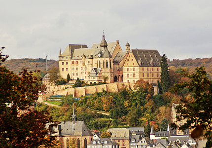 uzavřené marburg, Marburg, hrad, Německo, Hesse, Zámecký park