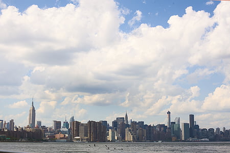 Nowy Jork, Skyline, Waterfront, Urban, Manhattan, Miasto, gród
