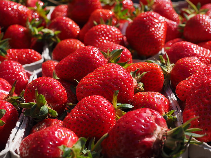 maasikad, punane, mahlakas, maitsev, Armas, puu, toidu