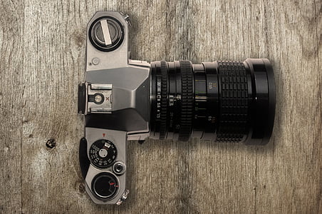 fotocamera, DSLR, lente, tecnologia, fotografia, legno