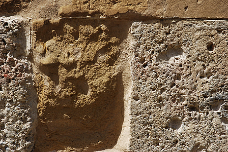 medieval, personajes, León, pared, icono, ocre, piedra