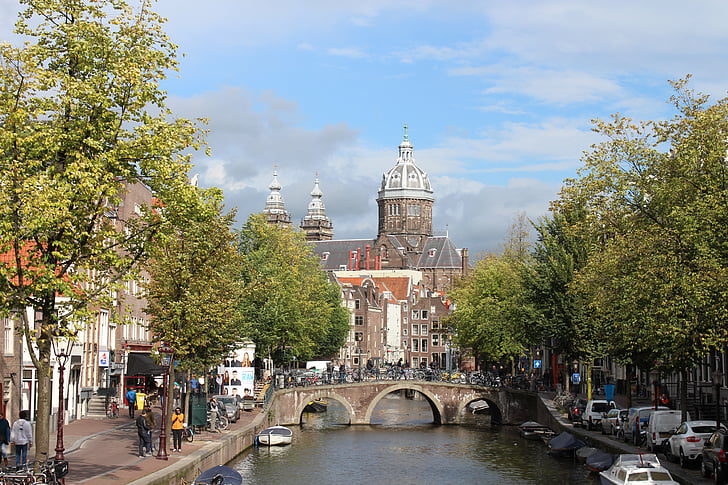 암스테르담, 네덜란드, 여행, 아키텍처, 건물, 랜드마크, 거리