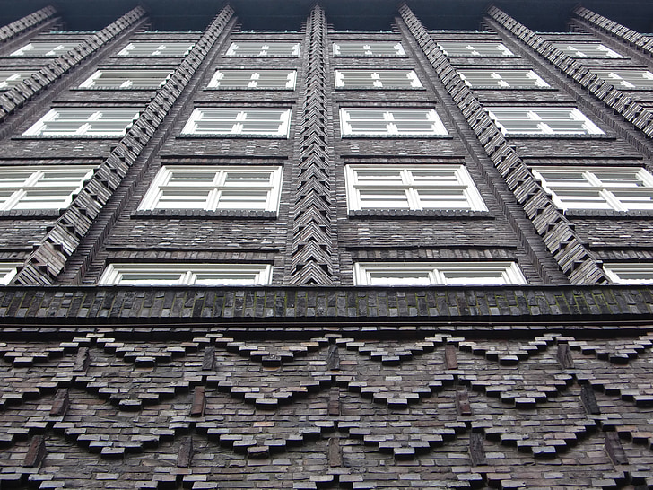 arsitektur, fasad, jendela, batu bata, Hamburg