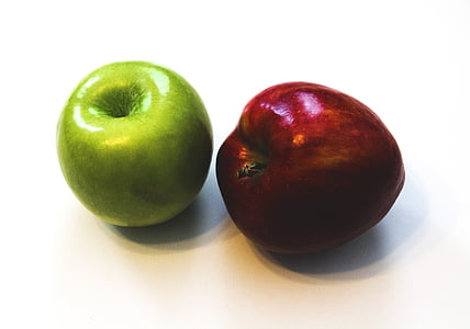 maçãs, vermelho, verde, frutas, fresco, saudável, maçã vermelha