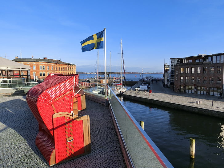 vėliava, Švedija, paplūdimio kėdė, Stralsund