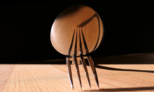 叉子, 勺子, 餐具, 银, 封面, 餐具, 小叉