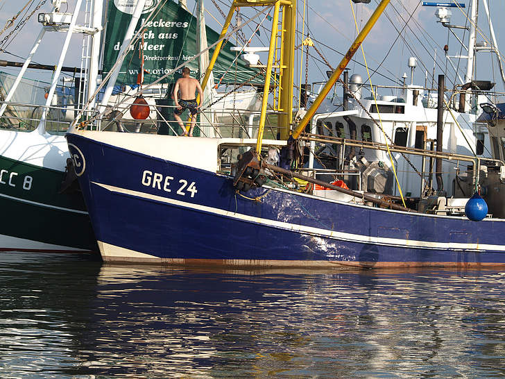 Cutter, vissersvaartuig, garnalen, Noordzee, Oost-Friesland, houten boot, boot